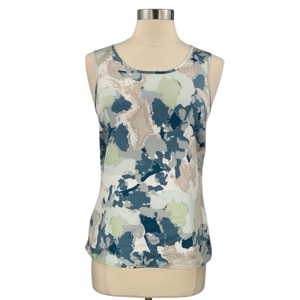 Ann Taylor Factory Abstract Watercolor Dressy Boho Scoop Neck Tank Top Blouse